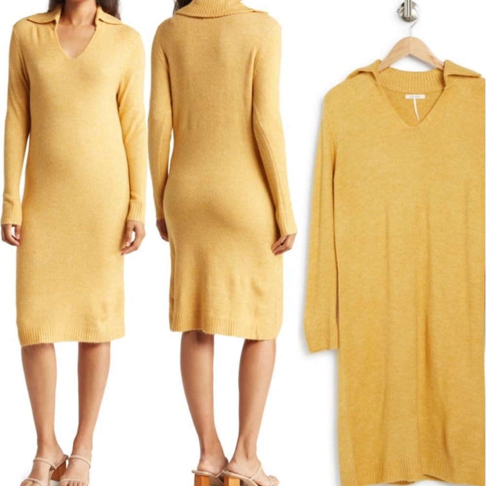 Ribbed Collar Sweater Dress